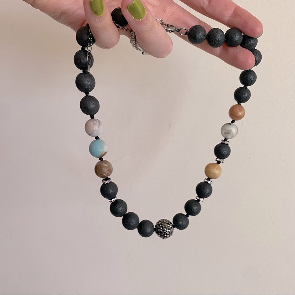Celestial Colorful Beaded Necklace that Sits High on the Neck
